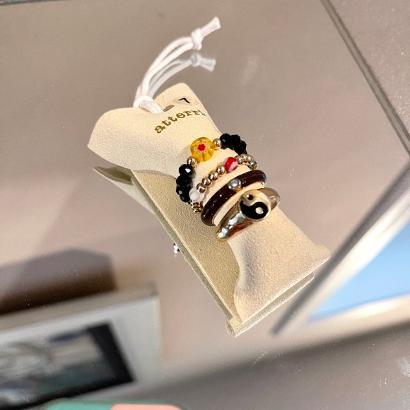 Atterri Stacking Rings Size 7 Set of 4 Gold Tone Brand New - Picture 2 of 10